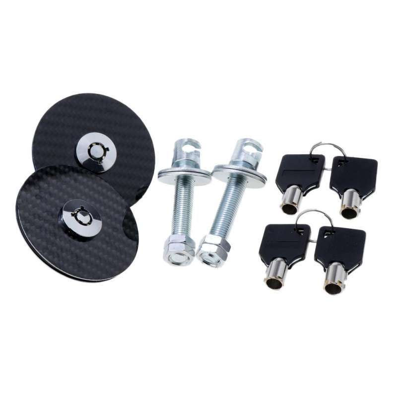Jual Carbon Fiber Mount Racing Security Hood Pins Latch Kit Lock w/Keys