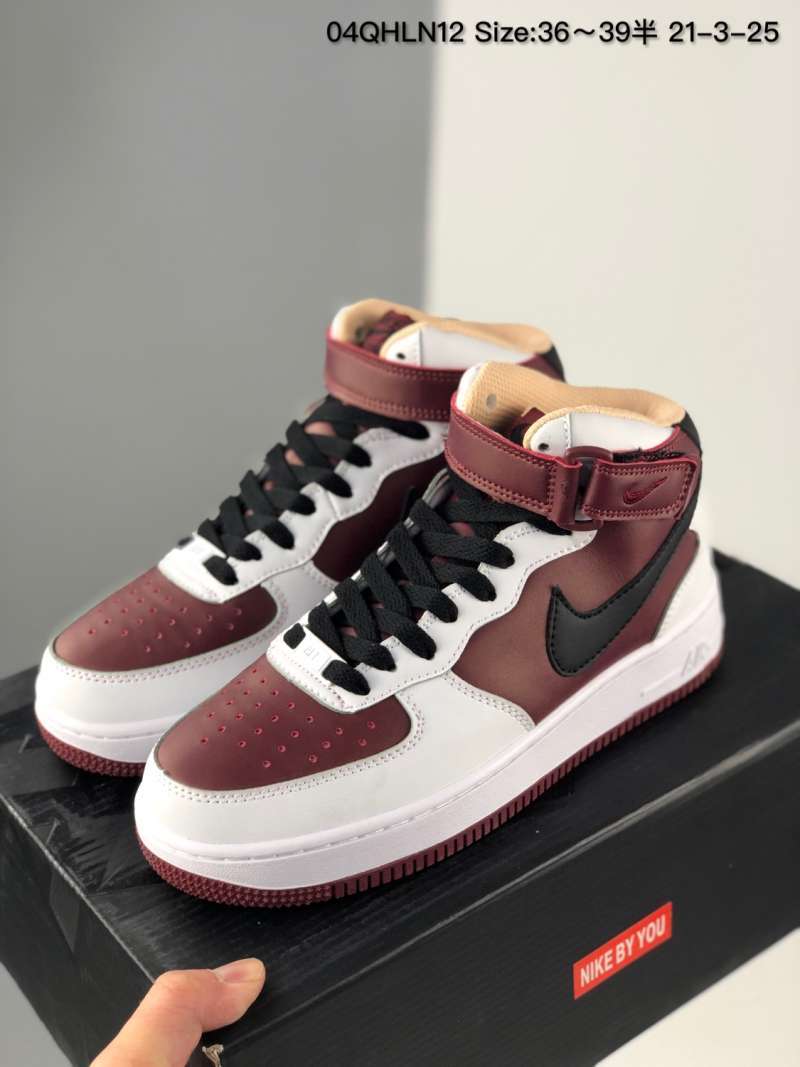burgundy high top air force ones