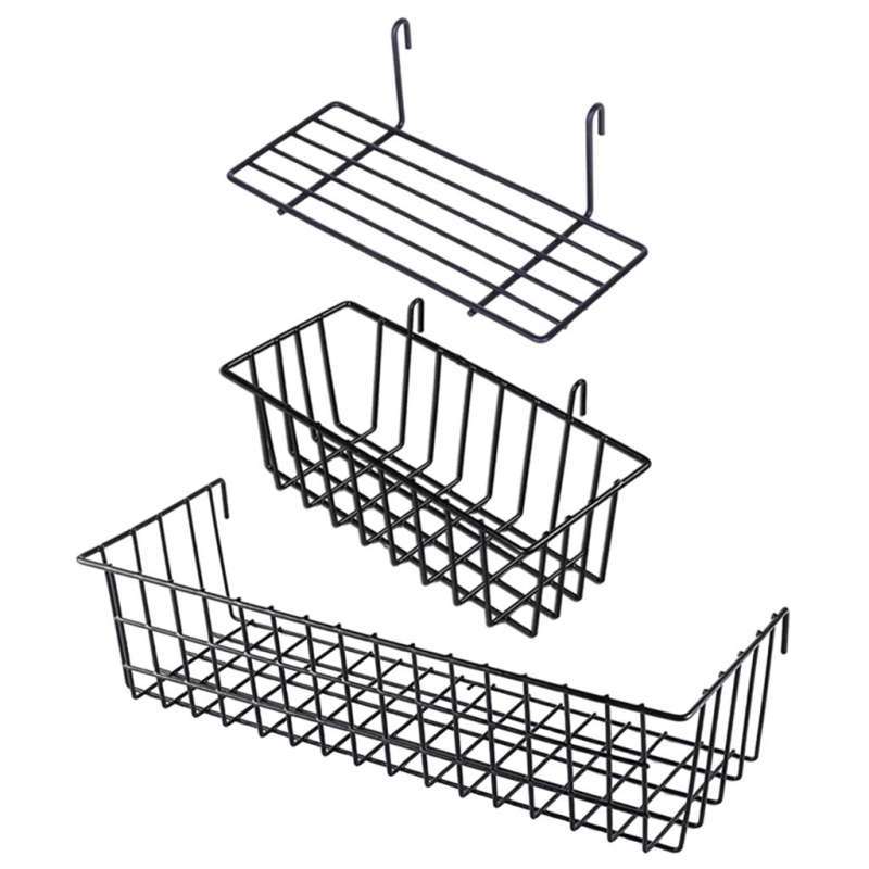 Jual 3x Metal Wall Grid Basket Shelf Organizer Basket Wall Wire Hanging