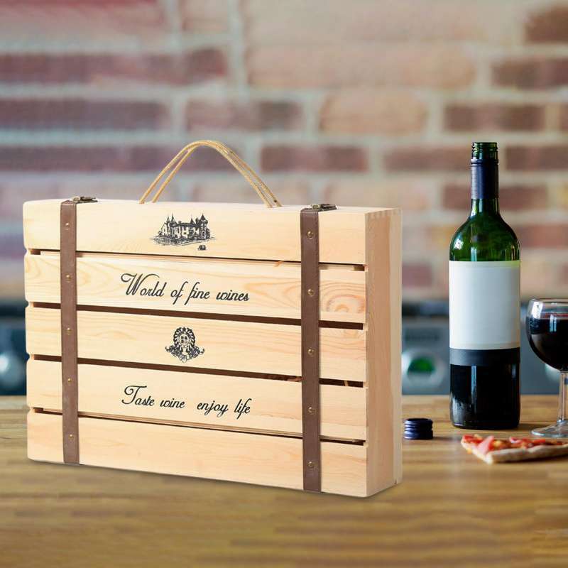 Jual Antique Wooden Wine Box Fixed Hole Design Wine Gift Box With Lid