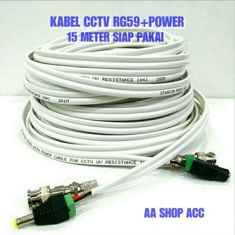 Promo Kabel Coaxial Khusus CCTV 15 Meter Lengkap Konektor Tinggal Pakai