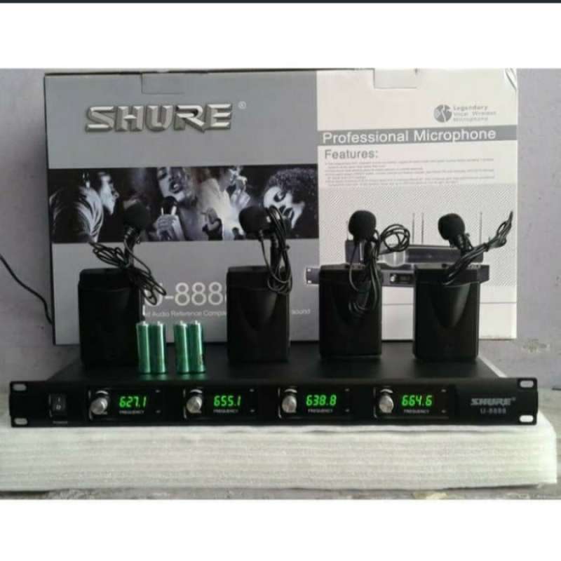 Jual Mic Wireless Shure U 8888 U8888 ( 4 Mic Clip On ) Microphone Wireless di Seller Toko Oktav