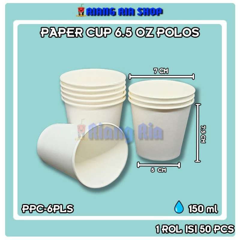 Promo @50 PCS PAPER CUP POLOS 6.5 OZ - DIAMETER 7 CM - GELAS MINUMAN ...