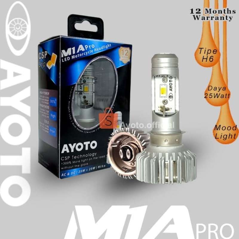 Jual Lampu Utama Lampu Depan Headlamp Motor LED AYOTO M1A H6 AC DC