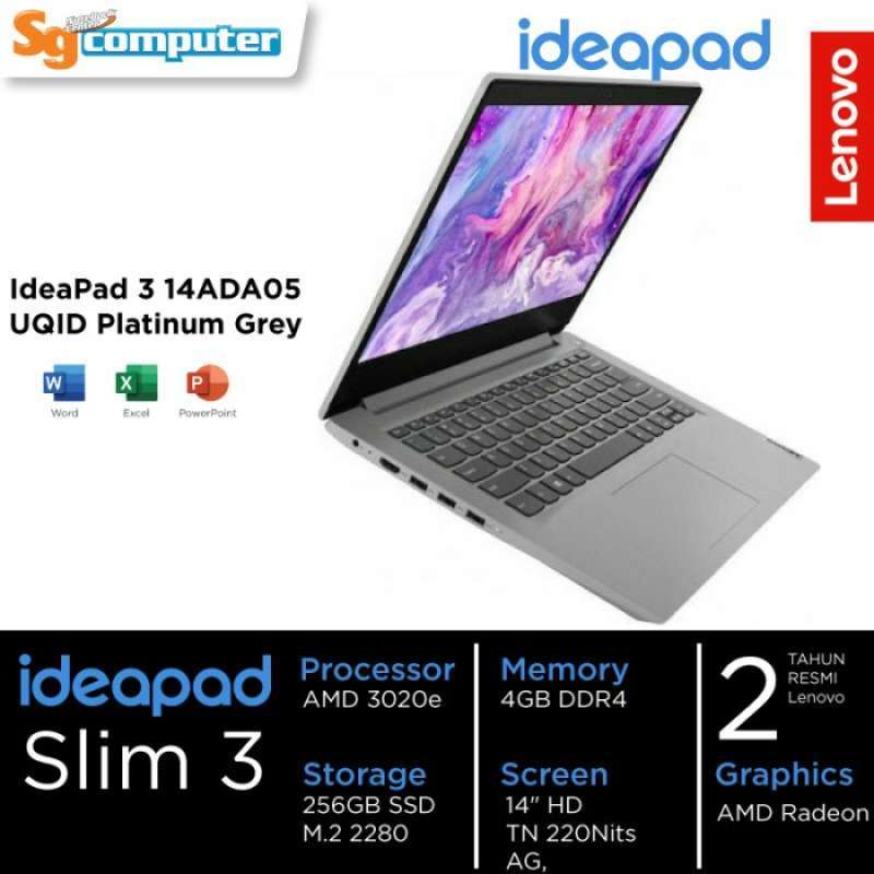 Jual Notebook Lenovo Ideapad 3 14ada05 Uqid 3020e 4gb 256gb 14 W11 Ohs ...