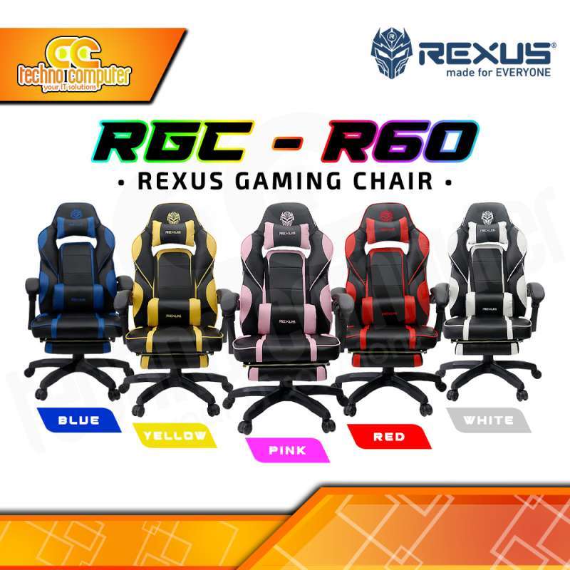 Jual KURSI GAMING REXUS RGCR60 Footrest / Rexus Gaming Chair Biru