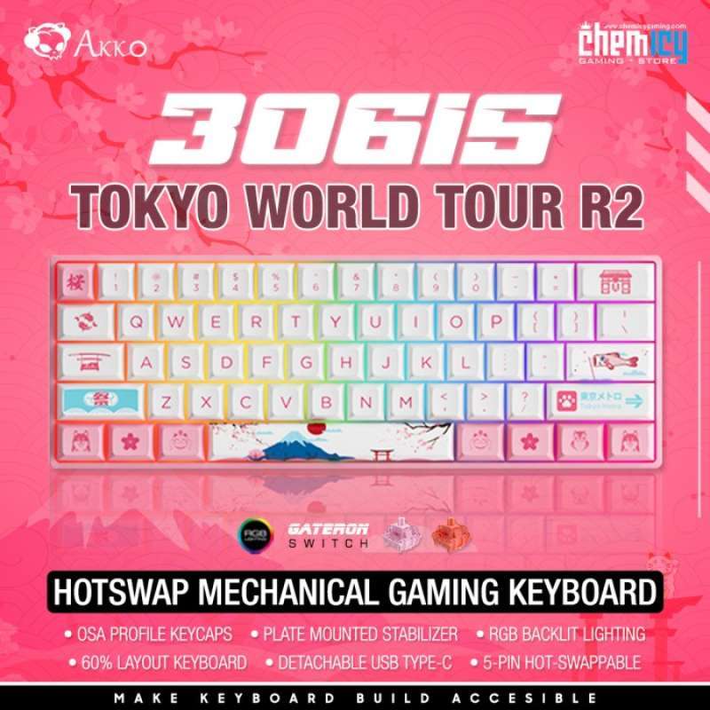 Promo Akko 3061S World Tour Tokyo R2 60% Rgb Mechanical Gaming Keyboard ...