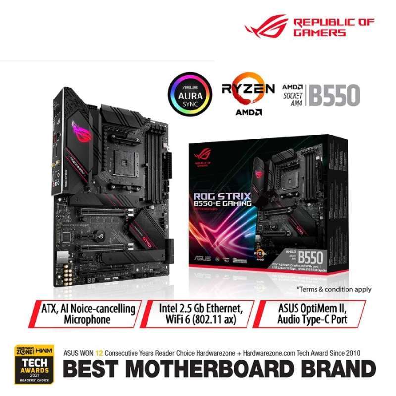 Jual Paket Motherboard Asus ROG Strix B550E Gaming + AMD Ryzen 5 5600G di Seller KomputerMedan
