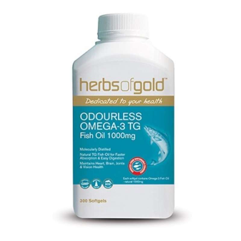 Jual Herbs Of Gold Odourless Omega3 TG Fish Oil 1000mg Softgel 300s di Seller BisQuitto Shop