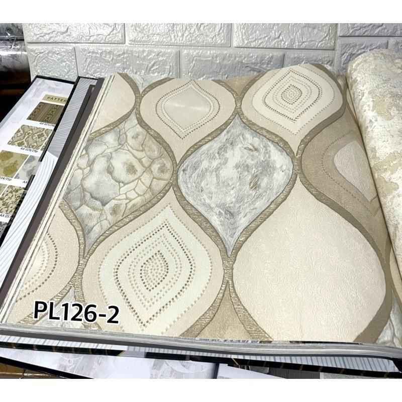 Jual Wallpaper Dinding Murah Lingkaran Bulat Cream Abu Coklat List Gold