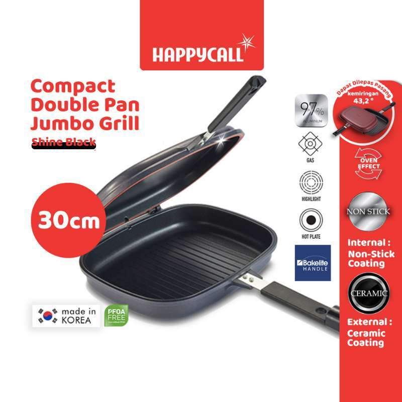 Promo Happycall Compact Double Pan Jumbo Grill Sand Black Diskon 36