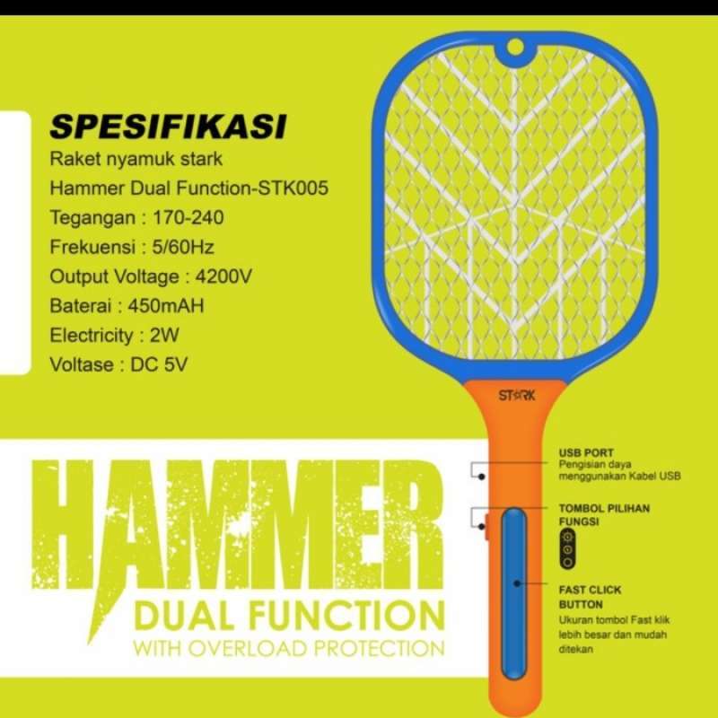 Jual Raket Nyamuk STARK STK 005 Hammer Dual Function di Seller Cv