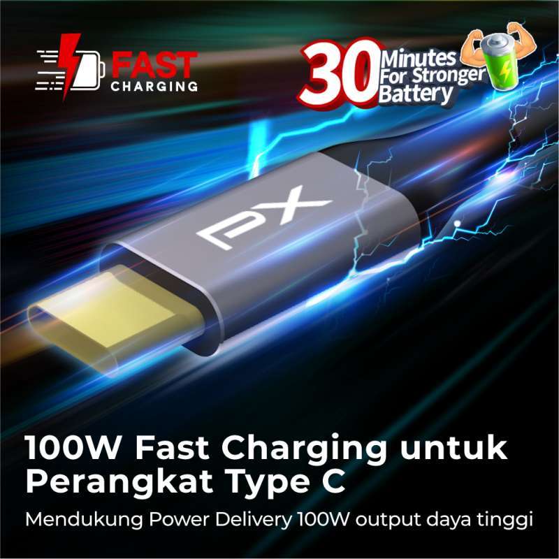 Promo Kabel Data Type C Fast Charging Quick Charge 100w 1 Meter Px Ucc3 ...