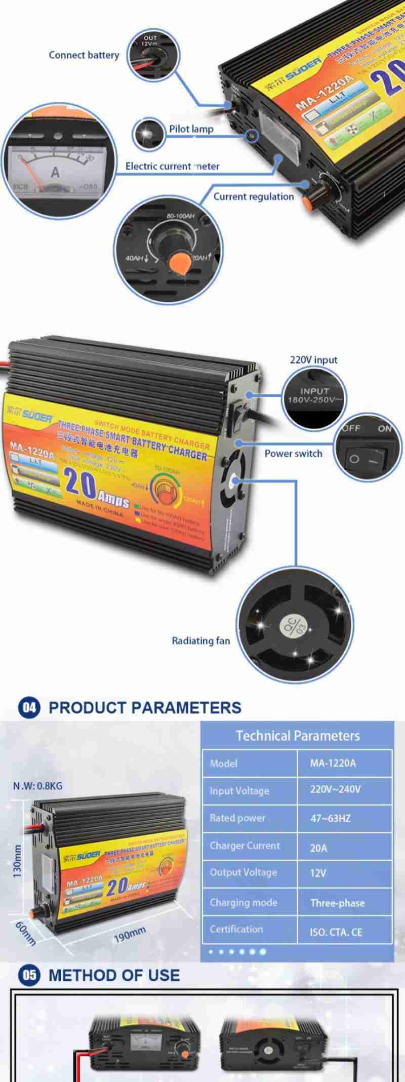 Jual Charger Accu Aki 20A 12V Battery Charger (Ma1220A) di Seller
