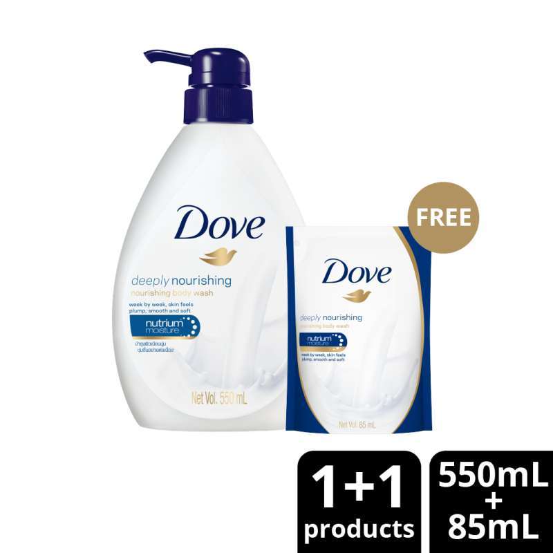 Jual Dove Deeply Nourishing Body Wash Pump [550 mL] Free Dove Body Wash [85 mL] di Seller