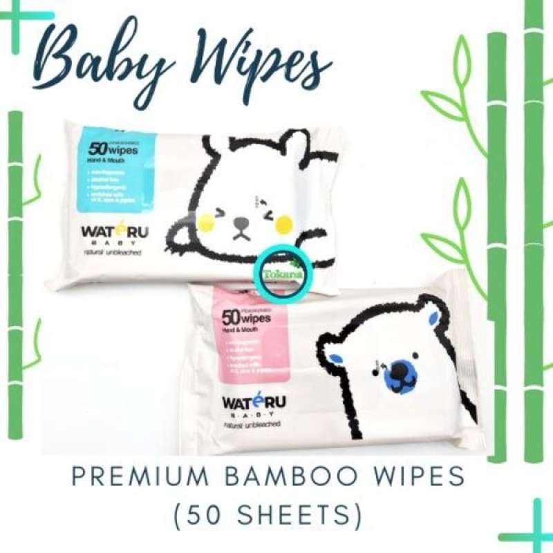 Promo Wateru Premium Bamboo Baby Wipes (50 Sheets) Diskon 9 Di