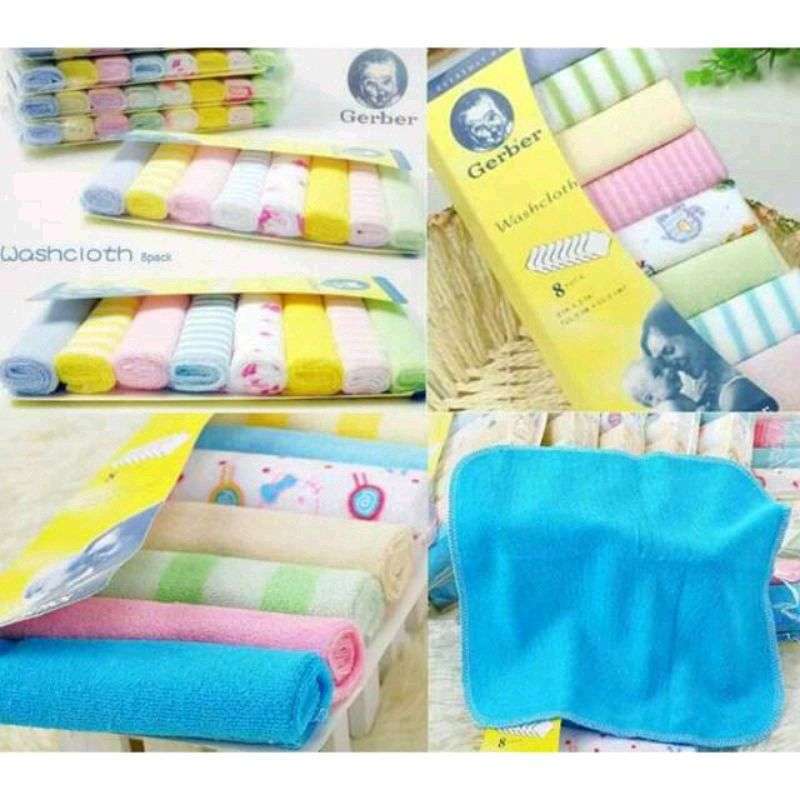 Jual Gerber Baby Cotton Washcloth Sapu Tangan Untuk Anak Dan Bayi Isi 8