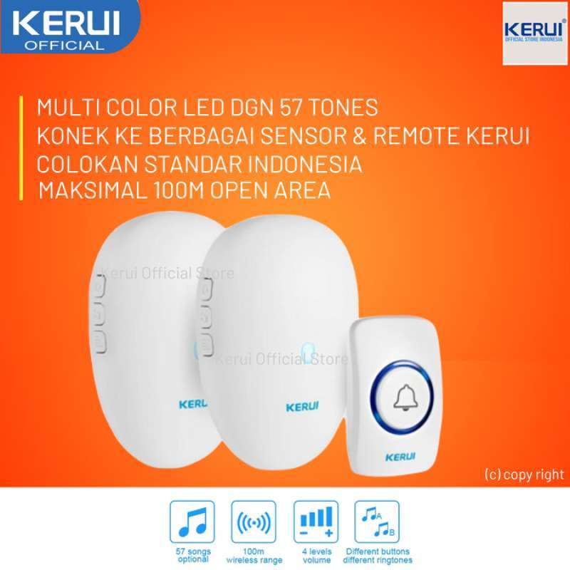 Jual Kerui M521 Smart Doorbell Bel Rumah Signal Kuat 2 Receiver di
