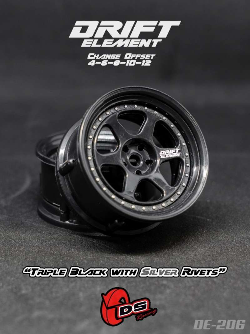 Dz Racing Rims Promo DS RACING DRIFT ELEMENT II RIMS (TRI BLACK / SILVER RIVETS ...