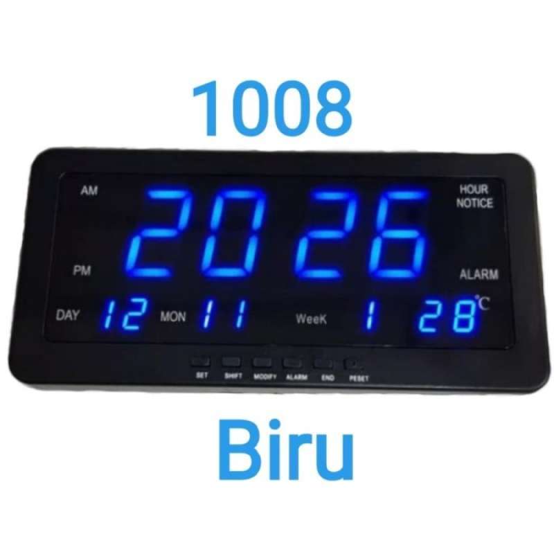 Jual Sale Jam Meja Led Digital 1008 Biru / Jam Dinding Led Digital