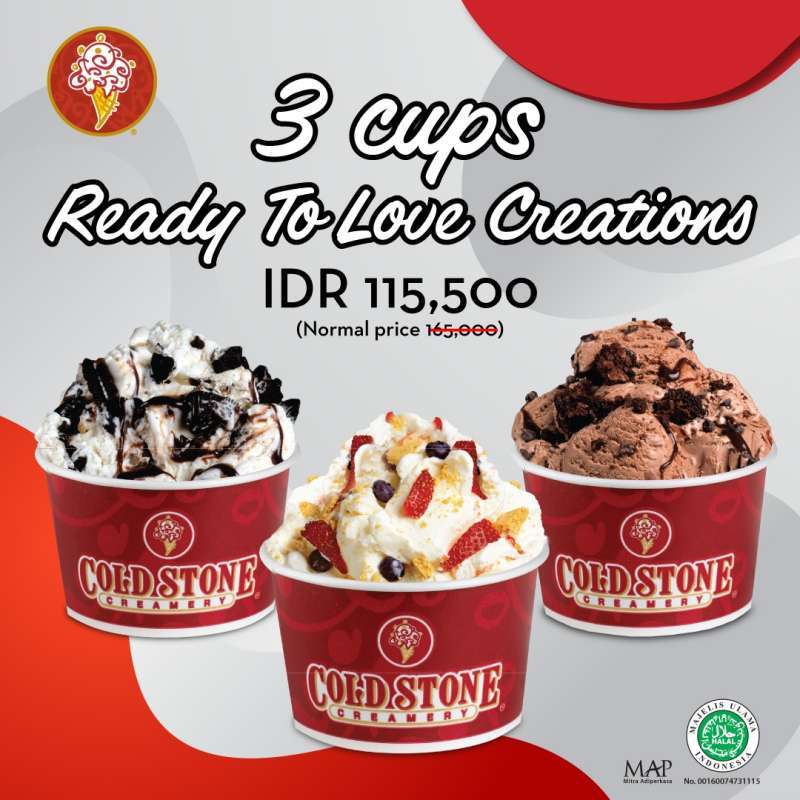 Jual 3 Cup 'Like It' size RTL ice cream di Seller Cold Stone Ice Cream ...