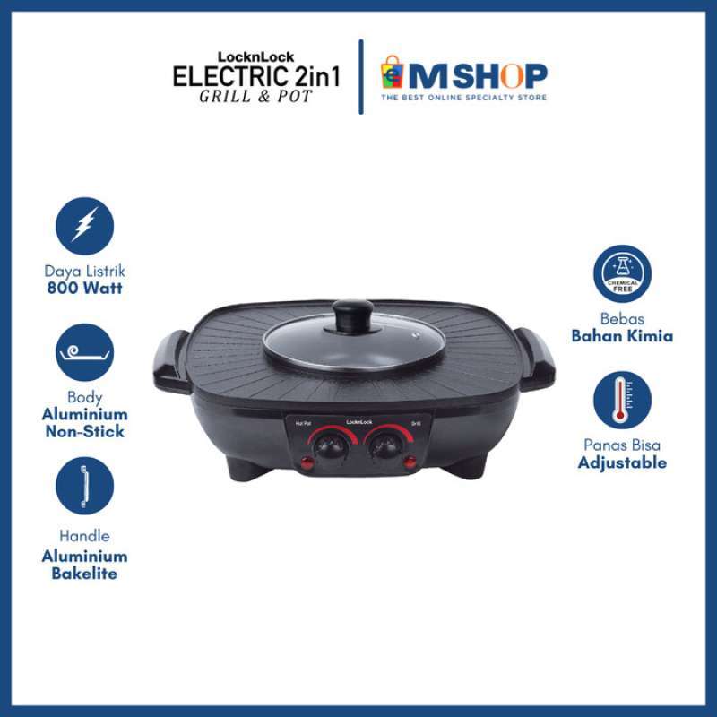 Promo Lock N Lock Electric 2 in 1 Grill & Pot Alat Masak Shabu BBQ