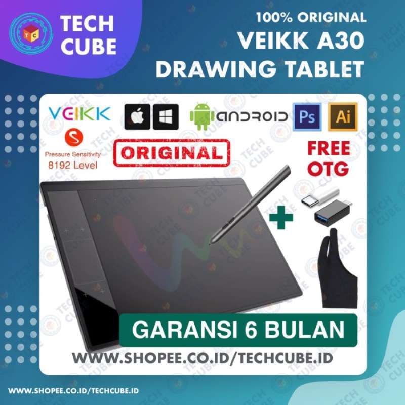Jual VEIKK A30 Digital Graphic Drawing Pen Tablet untuk Gambar