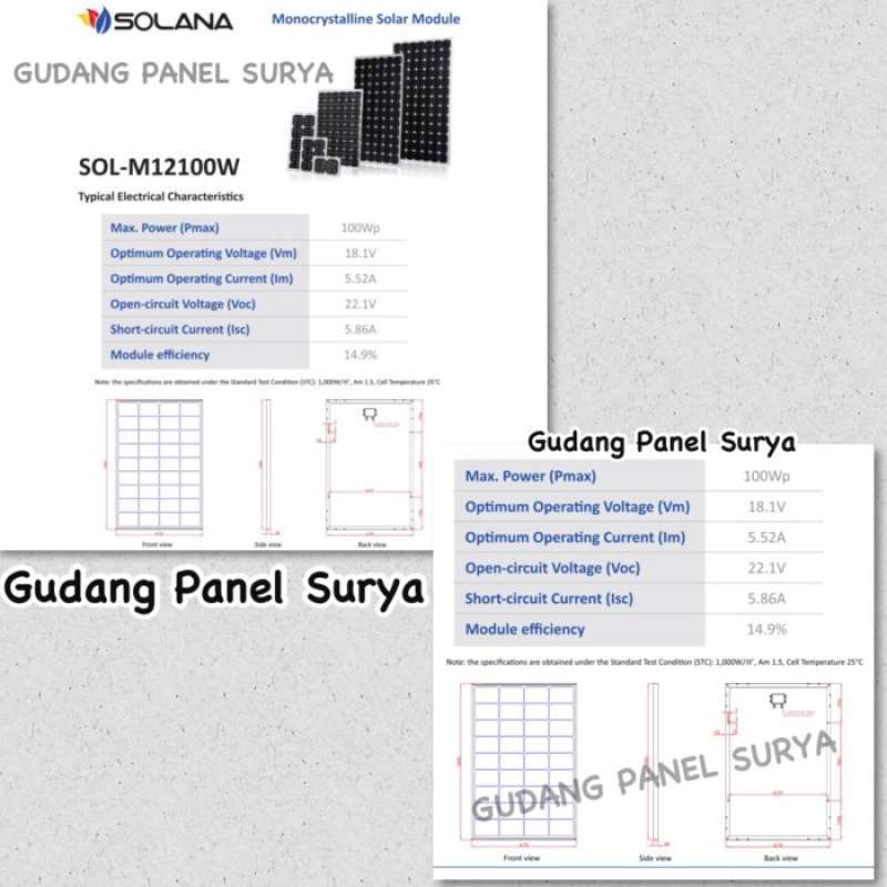 Promo Panel Surya Solar Panel Solarcell Solana Mono 100wp 100 Wp Diskon ...