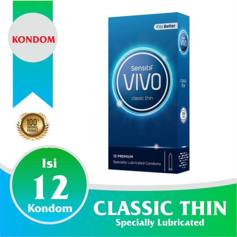 Promo Kondom Vivo Classic Thin Silky Smooth Lubricant Isi 12 Pcs di