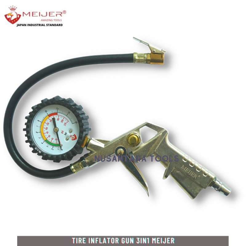 Promo Meijer Tire Inflator Air Pressure Gun Isi Ukur Tekanan Angin 3 in