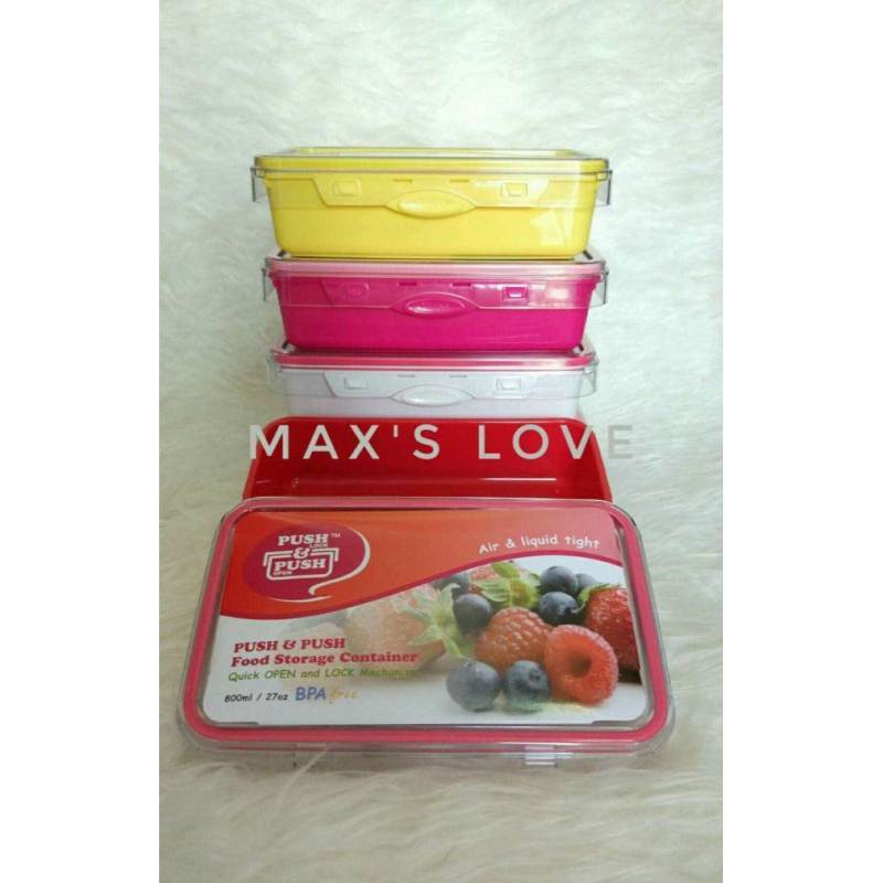 Jual Push & Push Lock Food Storage Container Bpa Free High Quality 800