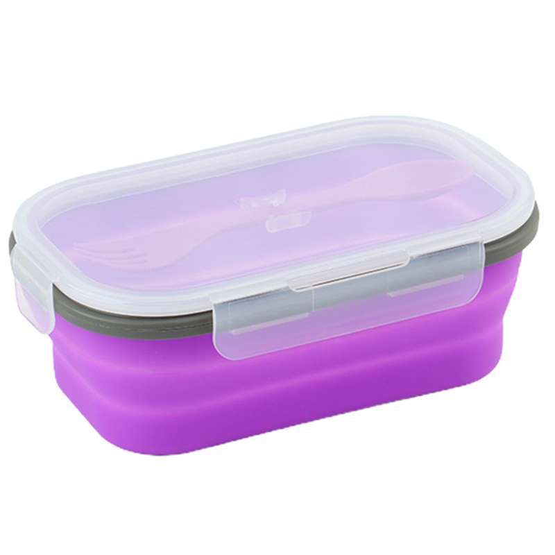 Jual 1000ml Bento Box with Spoon Folding Silicone Good Sealing Lunch
