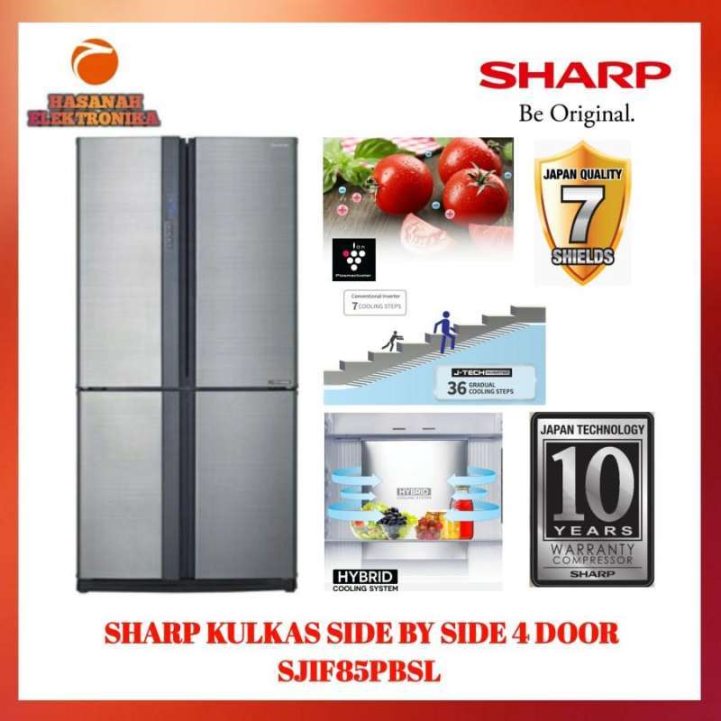 Jual KULKAS SHARP SIDE BY SIDE HYBRID COOLING SJIF85PBSL di Seller