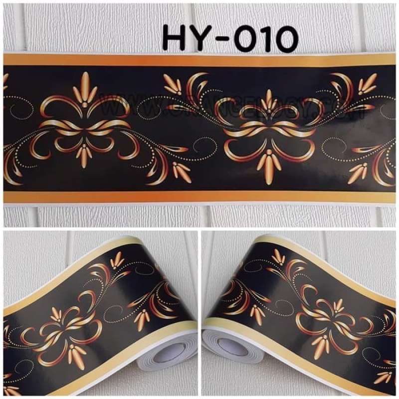 Jual Wall Border Lis Border Sticker Hitam Ulir Gold di Seller
