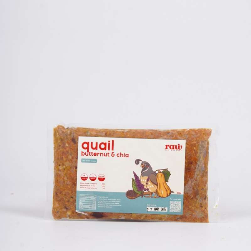 Jual Raw Pet Gourmet Quail, Butternut & Chia Wholistic Mix Dog Food