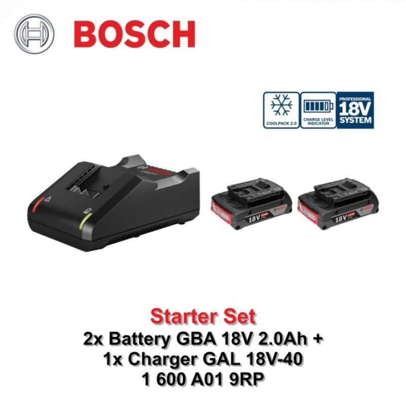 Promo Bosch Starter Cordless 18 V Kit Set 2.0Ah Diskon 4 di Seller