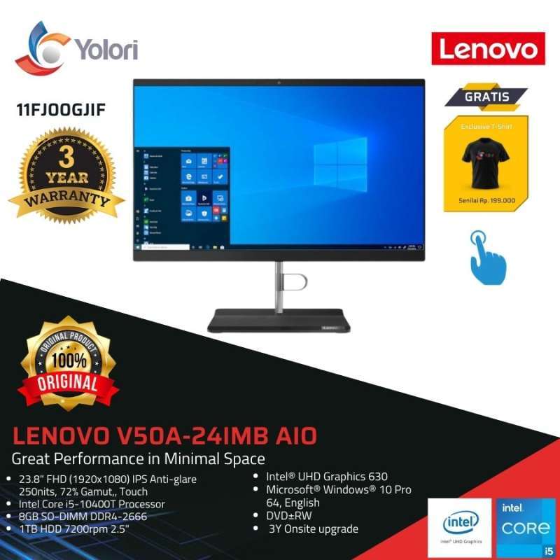 Jual Lenovo V50a-24IMB AIO [i5-10400T, 8GB, 1TB, Intel UHD Graphics 630 ...