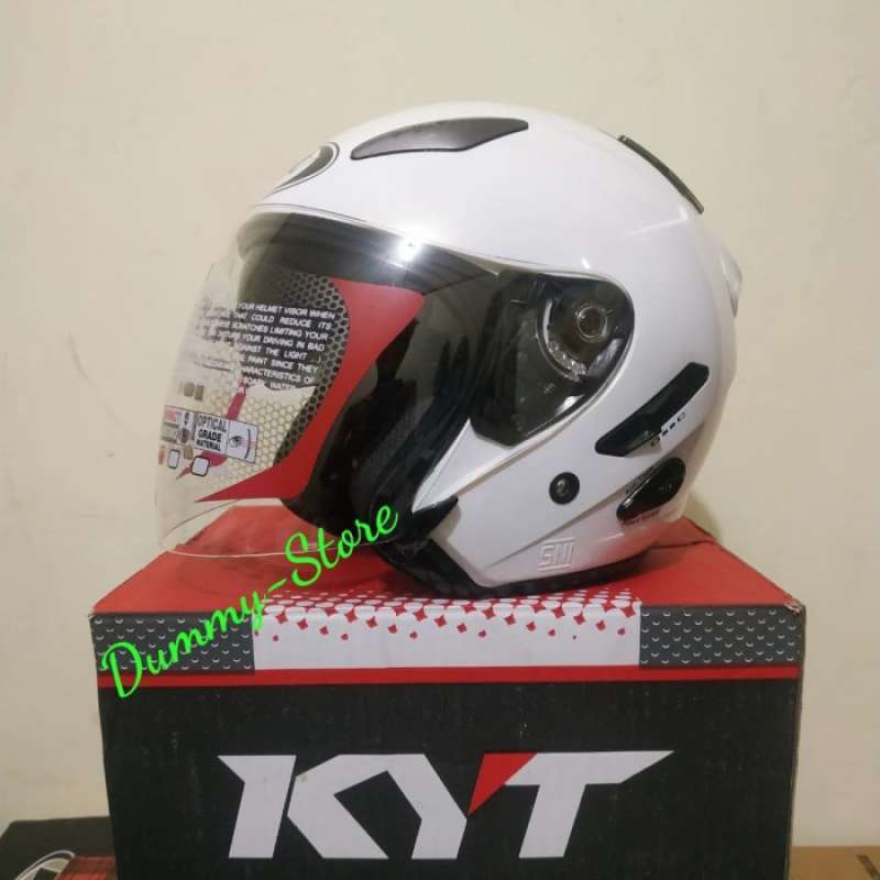 Jual Helm Half Face KYT GALAXY SLIDE Double Visor WHITE SOLID di Seller