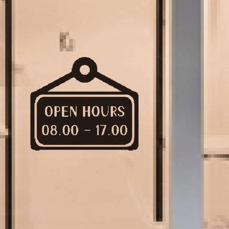 Jual Stiker Custom Open Hours Jam Buka Tutup Toko Cafe Sign