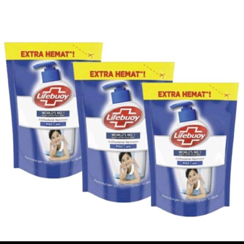 Jual Lifebuoy hand soap sabun cuci tangan Mild Care pouch 180 Ml Isi 3