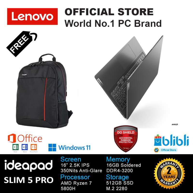 Jual LENOVO IDEAPAD SLIM 5 PRO IP 5PRO-16ACH6 L0ID STORM GREY AMD R7 ...