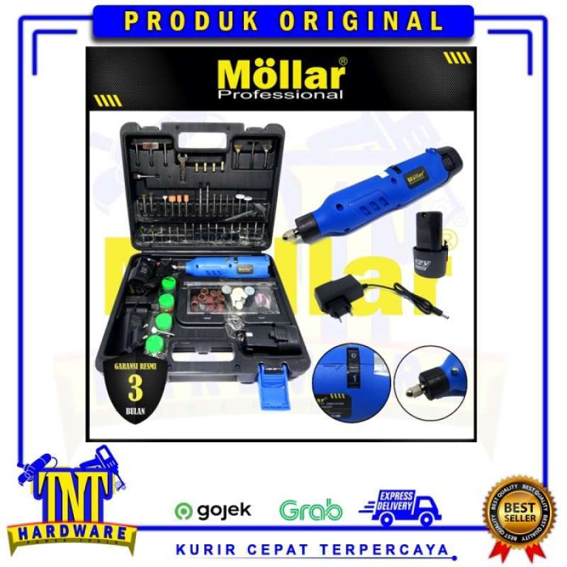 Jual MOLLAR Cordless Mini Die Grinder Set 128 pcs Gerinda Bor Mini
