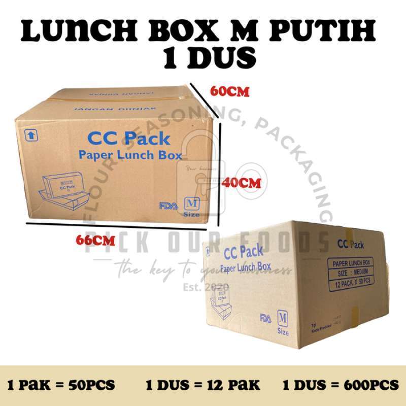 Jual Paper Lunch Box M 1 Dus / Paper Lunch Box Putih Ukuran M di Seller