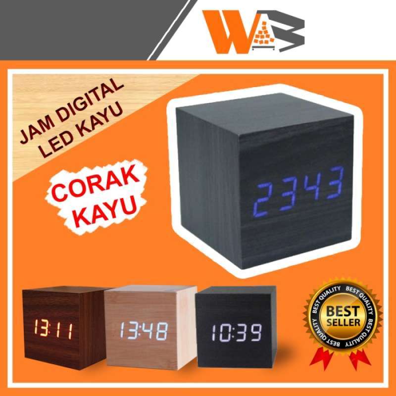 Promo Tahun ini aja kak Jam Digital Led Kayu Jam Weker Waker Beker