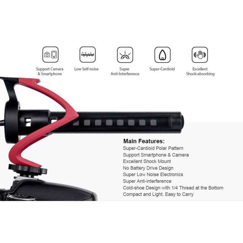 COMICA CVM-V30PRO - Micro Canon Super Cardioïde Pour Caméra Et Smartphone, Idéal Pour YouTube, TikTok Et Vlogs (Noir)