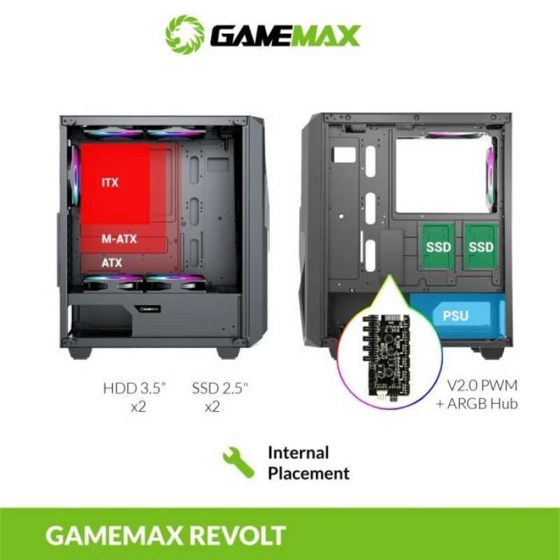 Pc Case Rabow Romaion Jual Pc Case Gamemax Revolt Atx Argb With Pwm & Rainbow Argb Hub Di ...