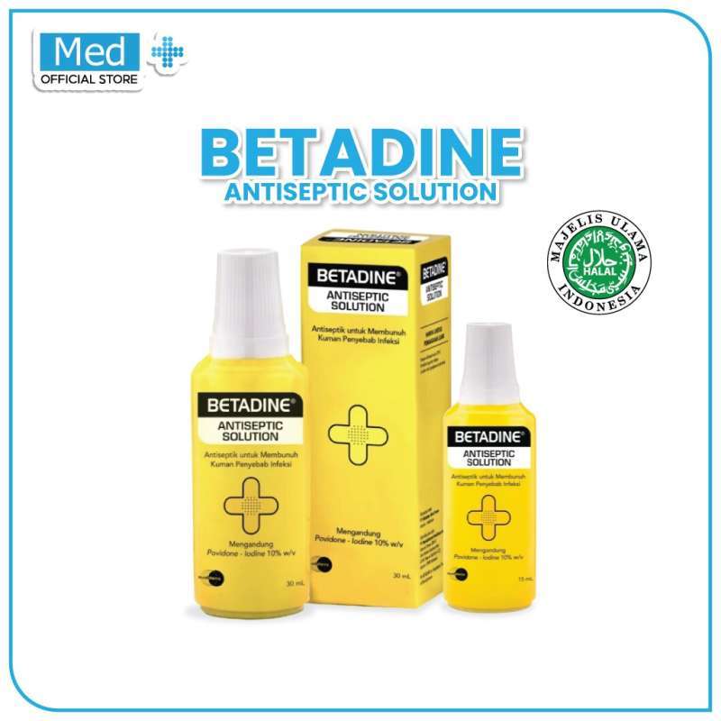Jual Med+ Betadine Solution 15ml 30ml / Obat Luka Antiseptik / Alat