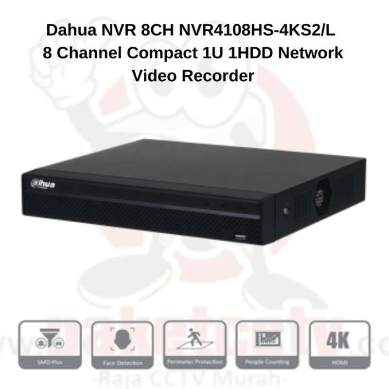 NVR Dahua DHI-NVR4108HS-4KS2/L 8 Channel Compact 1U 1HDD Network Video