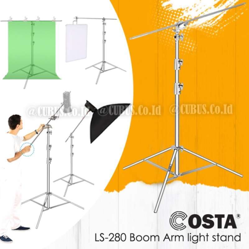 Jual COSTA LS 280 Stainless Steel Set Boom Arm/Light Stand/Background