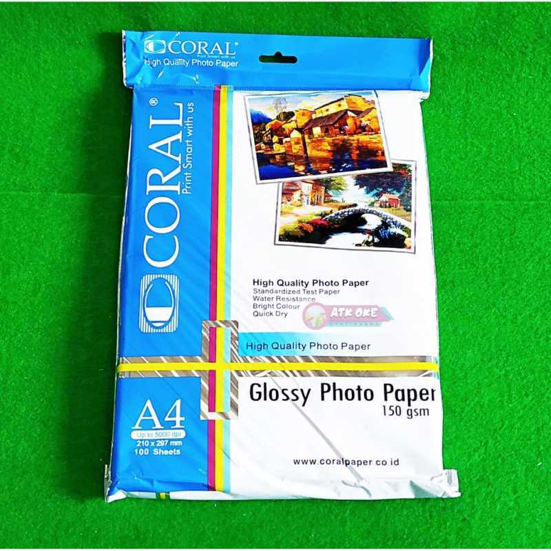 Jual CORAL GLOSSY PAPER 150 GSM A4 (100 lembar) di Seller